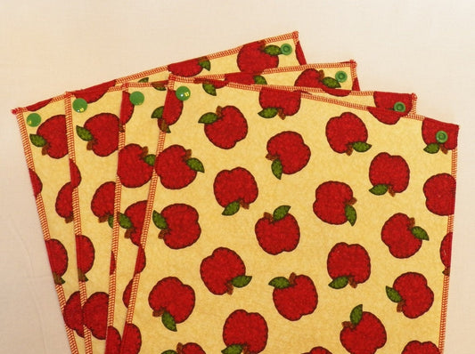 Apples- UnPaper Towels- Cleaning Cloths- Eco friendly- Set of 12 (Inv #32011)